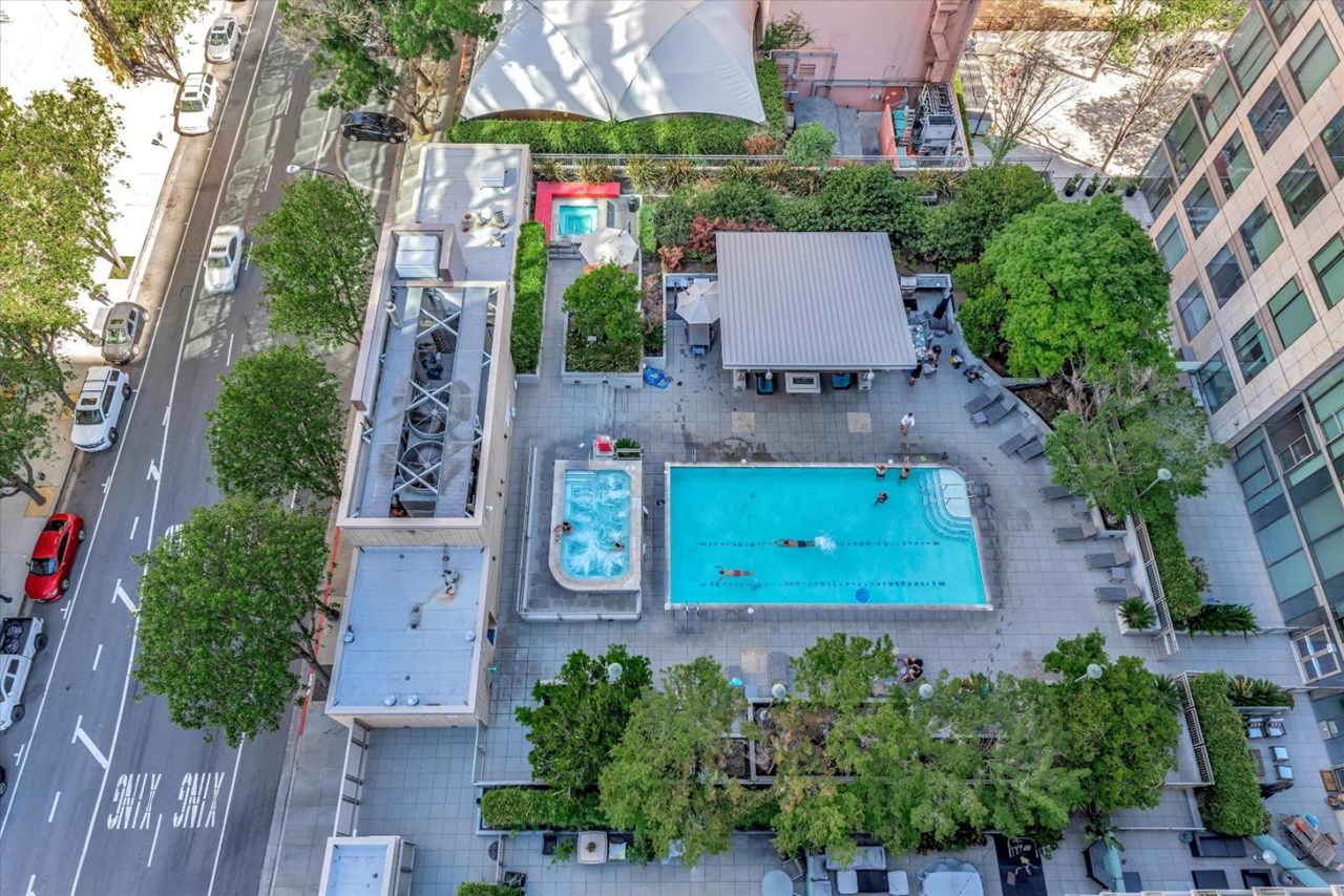 pool area at the axis condos for sale pool area and floorplans for the axis highrise condos in san jose